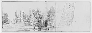 Landscape with Schoolhouse; Study of a Tree (from Sketchbook) by Asher Brown Durand