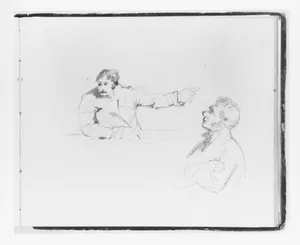 Man Pointing and Writing; Man with Arms Folded (from Sketchbook)