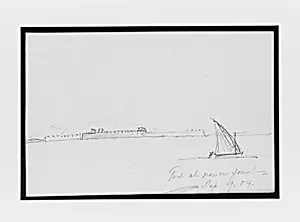 Mountains and Fort along Coast (from Sketchbook) by Mary Newbold Sargent