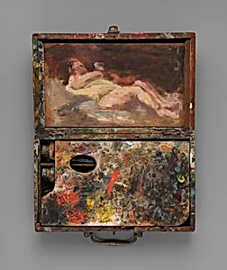 Paint box with nude study by Helena de Kay