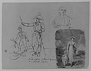 Portrait of a Cleric; Standing Man in Animal Skins; Portrait of a Woman; Man's Head (from Sketchbook) by Thomas Sully