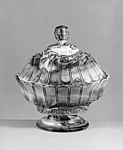 Purple marble glass covered bowl