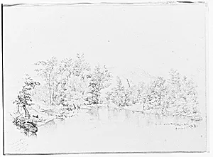 River or Creek View [Delaware?] (from Sketchbook) by Thomas Hewes Hinckley