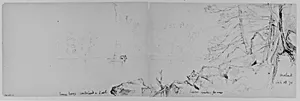 Sailboat on Lake; Figure on Shore, 1871 (from Sketchbook) by Daniel Huntington