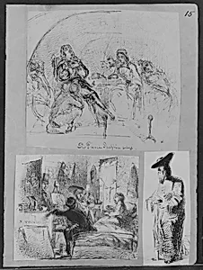 Sir Piercie Shafton Sings (from Sir Walter Scott's "The Monastery") (Recto); Sketch of Female Figure (Verso) (from Sketchbook) by James McNeill Whistler