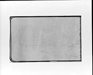 Sketch of a Mountain Landscape with Trees (from Sketchbook) by Albert Bierstadt