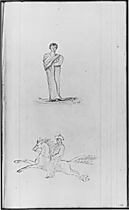 Standing Male Figure; Male Figure on a Horse (from Sketchbook) by John William Casilear
