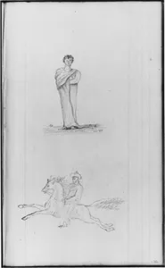 Standing Male Figure; Male Figure on a Horse (from Sketchbook)