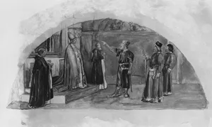 The Adjustment of Conflicting Interests: Count Raymond of Toulouse Swears at the Altar to Observe the Liberties of the City;ì Color Study for Mural, Supreme Court Room, Minnesota State Capitol,ì Saint Paul