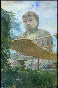 The Great Statue of Amida Buddha at Kamakura, Known as the Daibutsu, from the Priest's Garden
