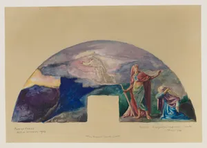 The Moral and Divine Law: Moses Receives the Law on Mount Sinai; Color Study for Mural, Supreme Court Room, Minnesota State Capitol, Saint Paul