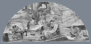 The Recording of Precedents: Confucius and His Pupils Collate and Transcribe Documents in Their Favorite Grove; Color Study for Mural, Supreme Court Room, Minnesota State Capitol, Saint Paul