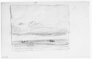 Three Boats on Water (Long Island Sound?) (from Sketchbook)