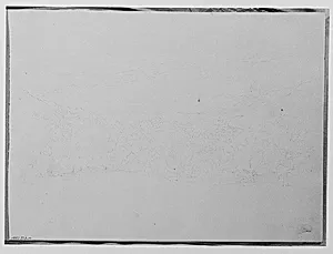 View Across a Field to Farmhouse Amid Trees Backed by Hills (from Sketchbook) by Thomas Hewes Hinckley
