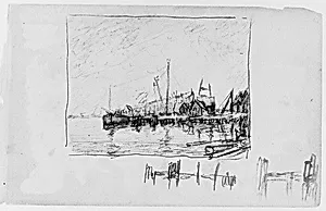 View of Docks (Long Island Sound?) (from Sketchbook)