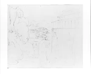View of the Valley, from Between Trees and Mountain House (from Sketchbook)