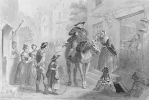 Village Scene with Dutch Colonial Figures (from Hosack Album)