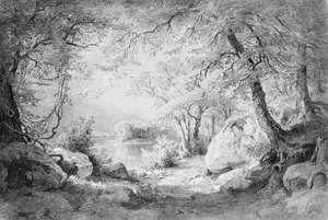 Wooded Landscape with Lake and Mountains (from the Cropsey Album)