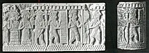 Cylinder with a ritual scene