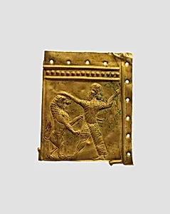 Panel fragment with a lion hunt