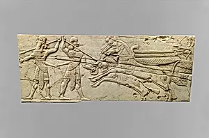 Panel fragments with hunting scenes