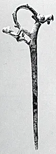 Pin with a nude male and an ibex