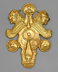 Plaque with horned lion-griffins