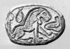 Scarab seal: lion and snake
