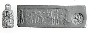 Stamp-cylinder seal (with loop handle) with hunting scene
