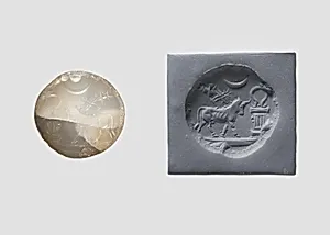 Stamp seal (conoid) with animal and divine symbols
