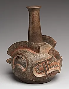 Bottle with leaf-nosed bat head