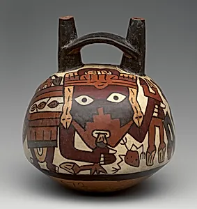 Bottle with masked figure