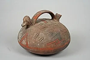Double Spout and Bridge Bottle with Bird