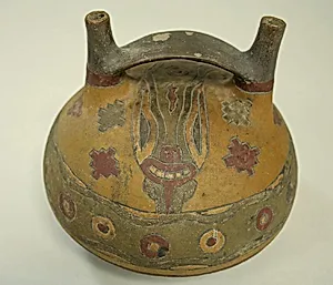 Double Spout and Bridge Bottle with Snake