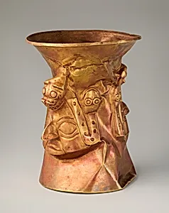 Face beaker with pumas and snakes by Inca artist(s)