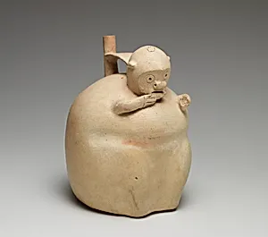 Monkey-shaped spout-and-bridge bottle by Topará artist(s)