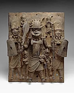 Plaque: Warrior and Attendants by Edo artist