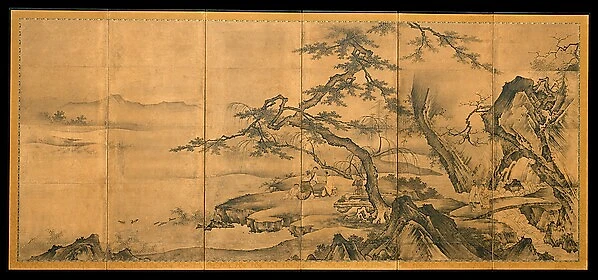 琴棋書画図屏風|The Four Accomplishments - Kano Motonobu 狩野元信