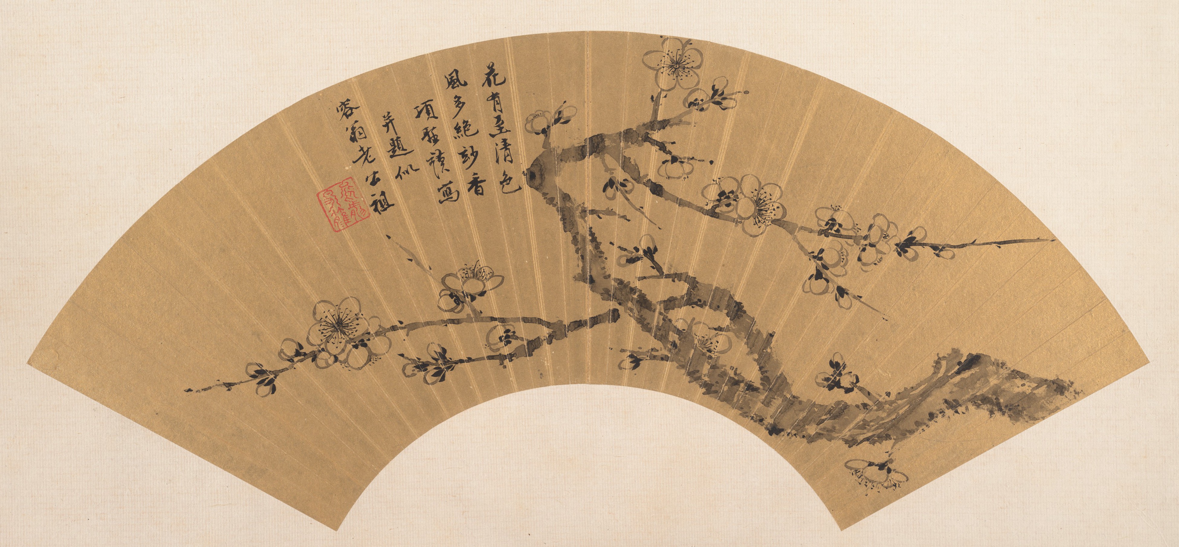 明/清項聖謨梅花扇|Branch of Blossoming Plum - Xiang Shengmo
