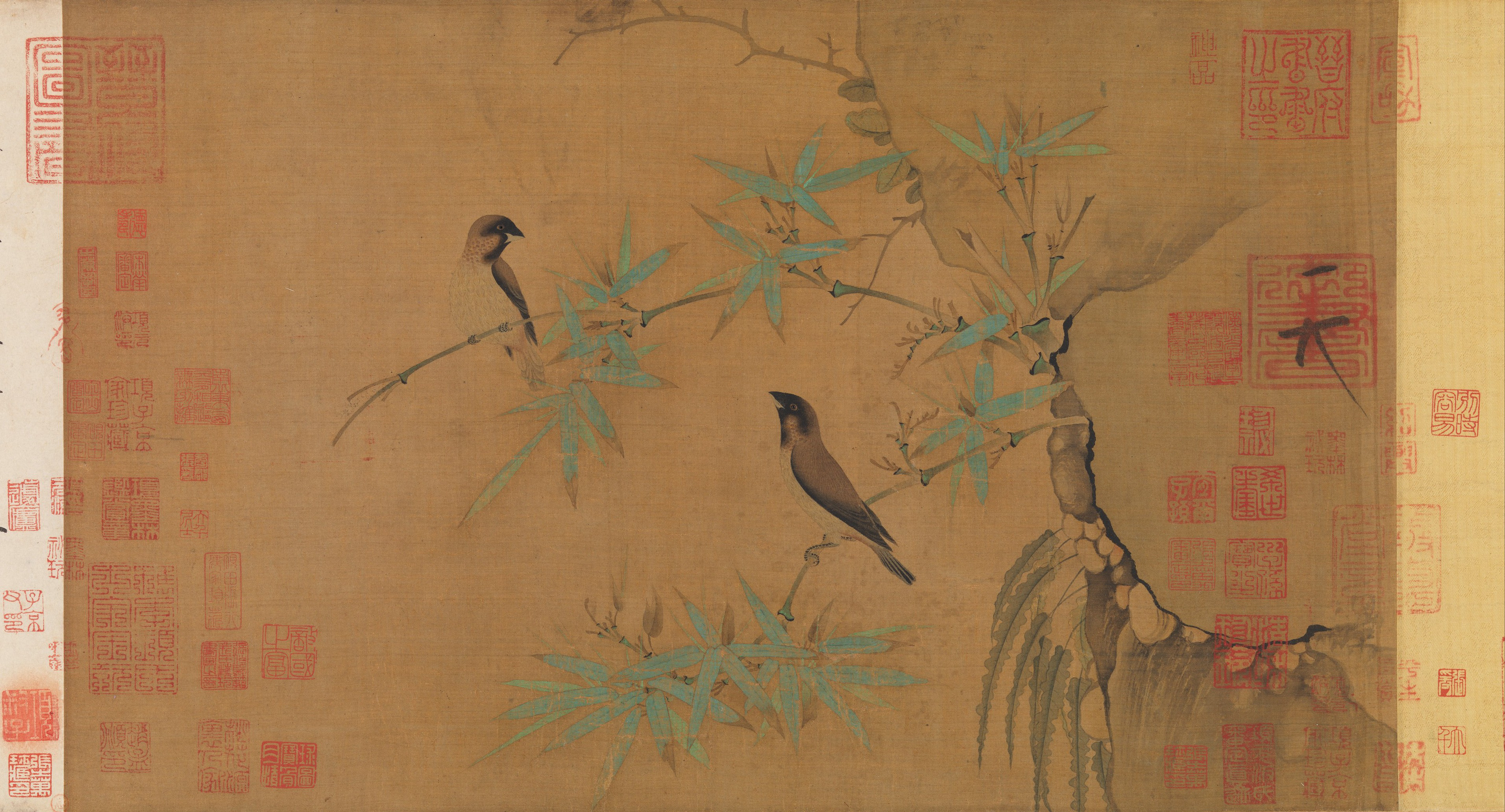 北宋徽宗竹禽圖卷|Finches and bamboo - Emperor Huizong
