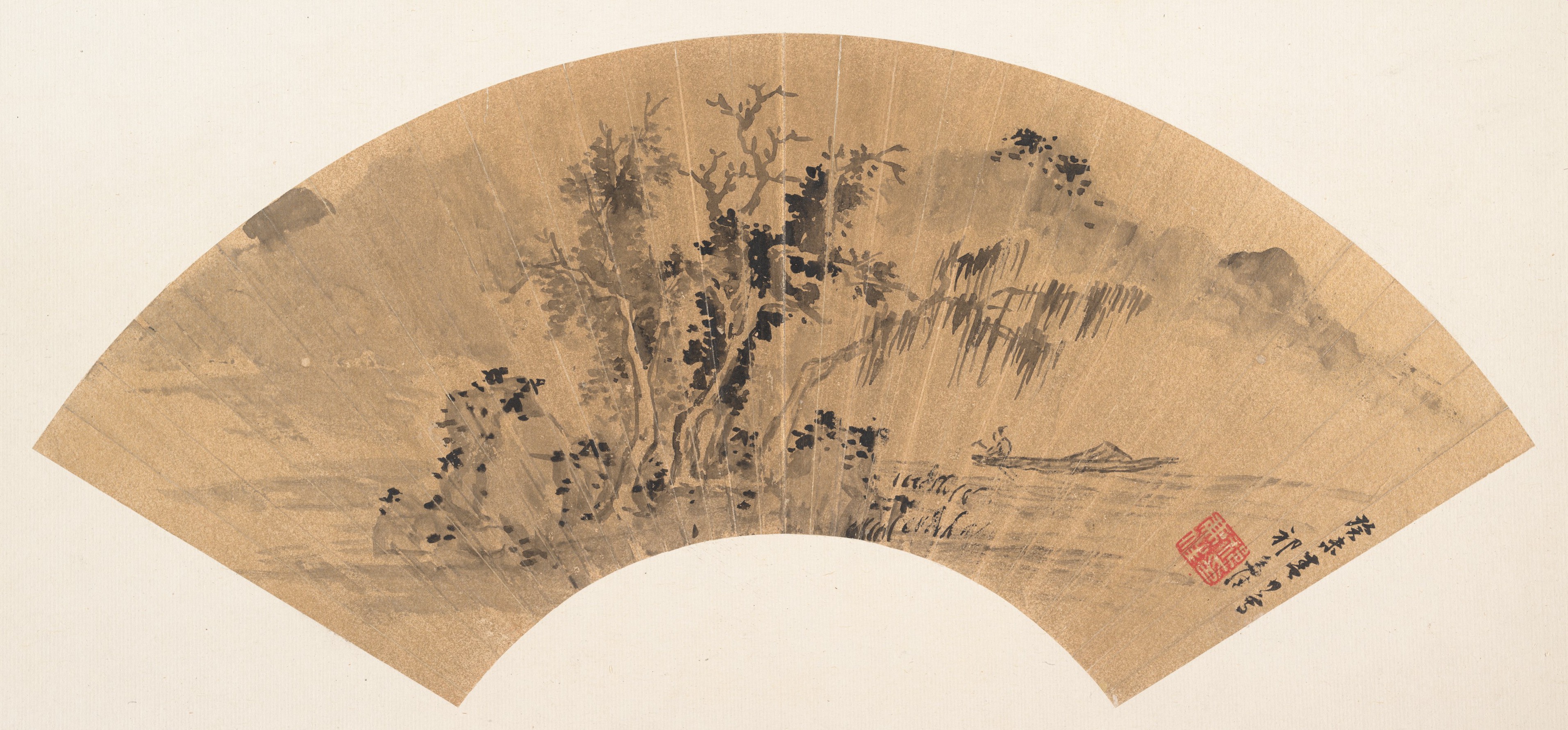 明鄒之麟山水圖扇面|Landscape - Zou Zhilin
