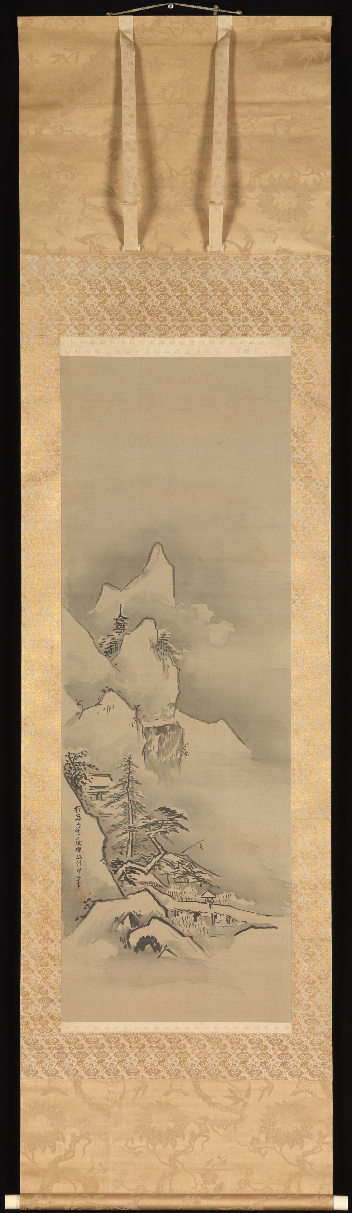 狩野探雪　水墨画 狩野探幽筆 神農・夏冬山水図|Winter Landscape - Kano Tan'yū