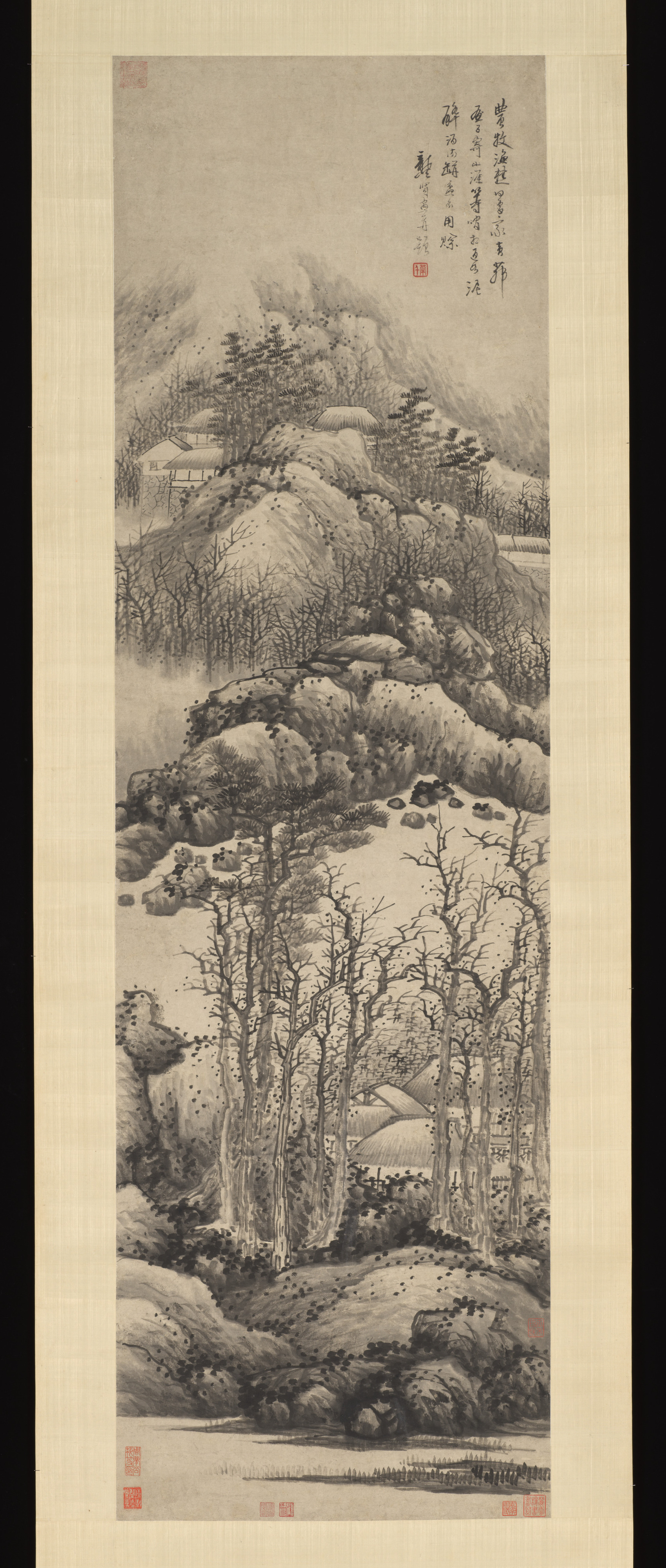 清王時敏仿黃公望山水圖軸絹本|Landscape in the style of Huang Gongwa
