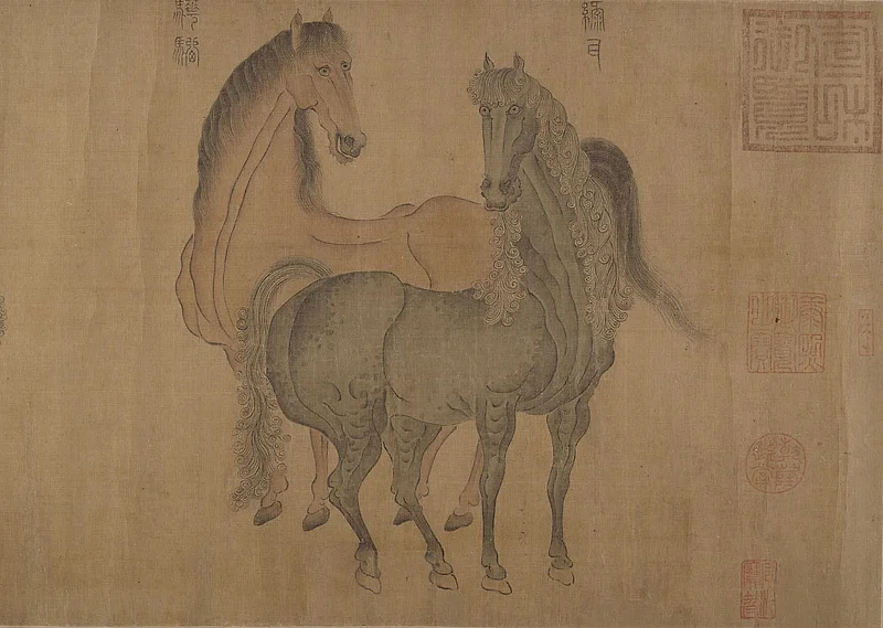 八駿全圖 屏風 明/清佚名傳史道碩八駿圖卷|Eight Horses - Attributed to Zhao Mengf
