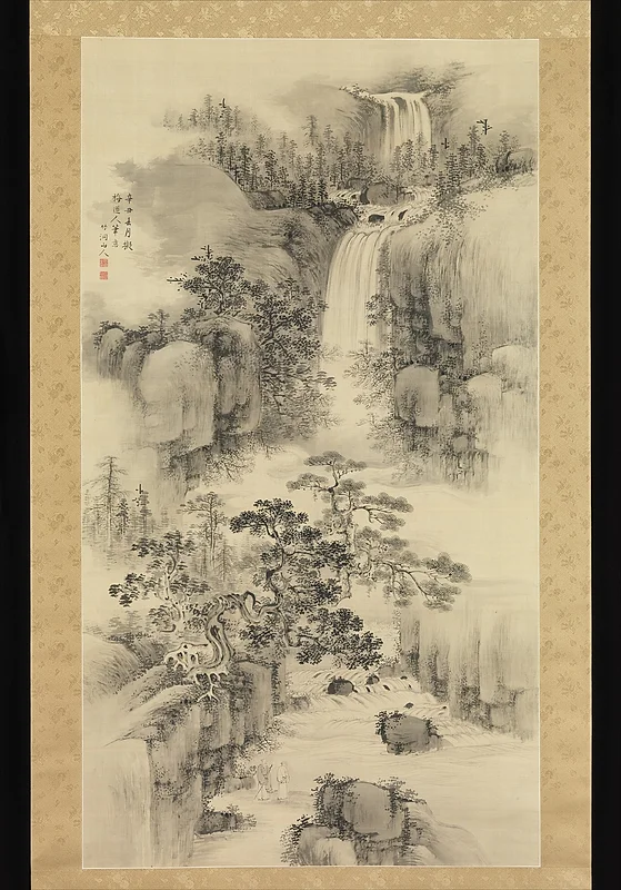 松渓観瀑の水墨画 松渓観瀑の水墨画