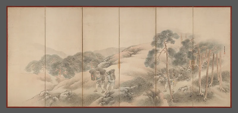池大雅筆 蘭亭曲水図屏風 秋社図屏風|Orchid Pavilion Gathering