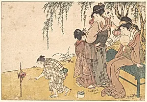 四季の花|A Child Lighting Fireworks, from the illustrated book Flowers of the Four Seasons by Kitagawa Utamaro