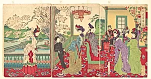 楊洲周延画　『開花貴婦人競』|A Contest of Elegant Ladies among the Cherry Blossoms (Kaika kifujin kisoi) by Yōshū (Hashimoto) Chikanobu