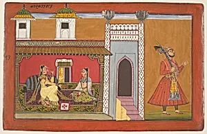 A Courtesan and Her Lover Estranged by a Quarrel: Page from a Rasamanjari series