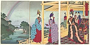 『雨過洗庭之図』|A Garden Refreshed by the Passing Rain (Ukasentei no zu) by Yōshū (Hashimoto) Chikanobu